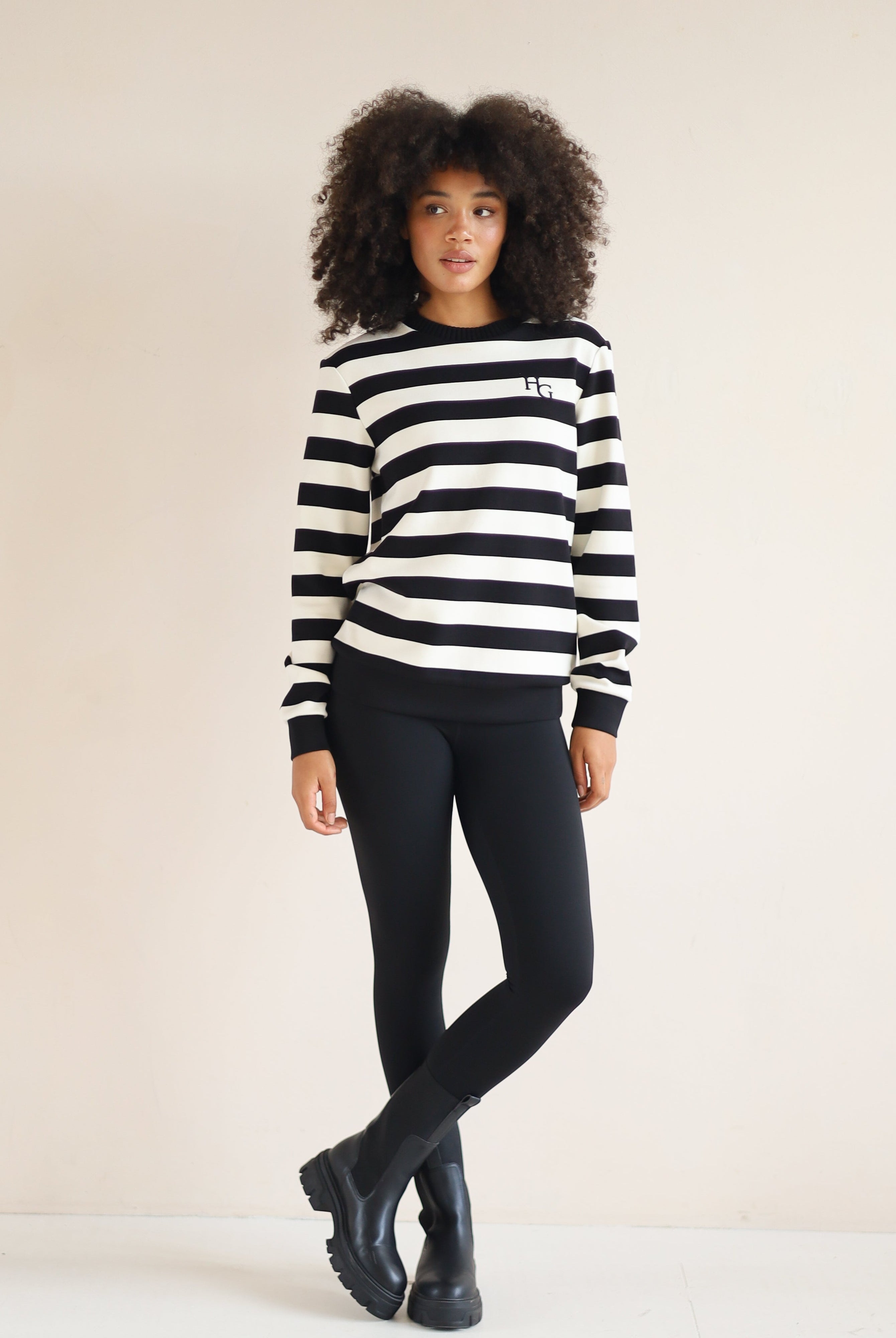 Black and white stripe sweater from house of gravity
