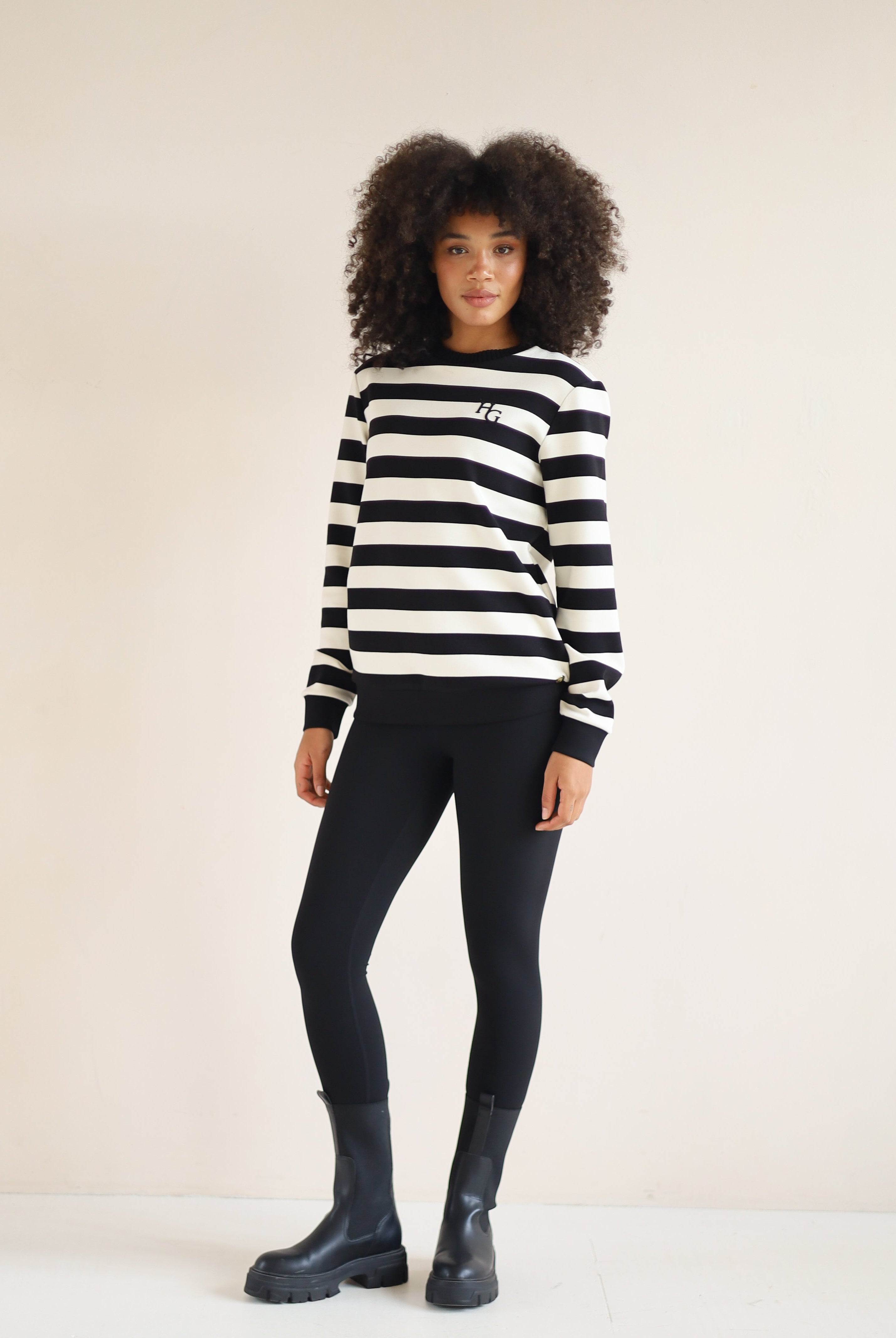 Black and white stripe sweater from house of gravity