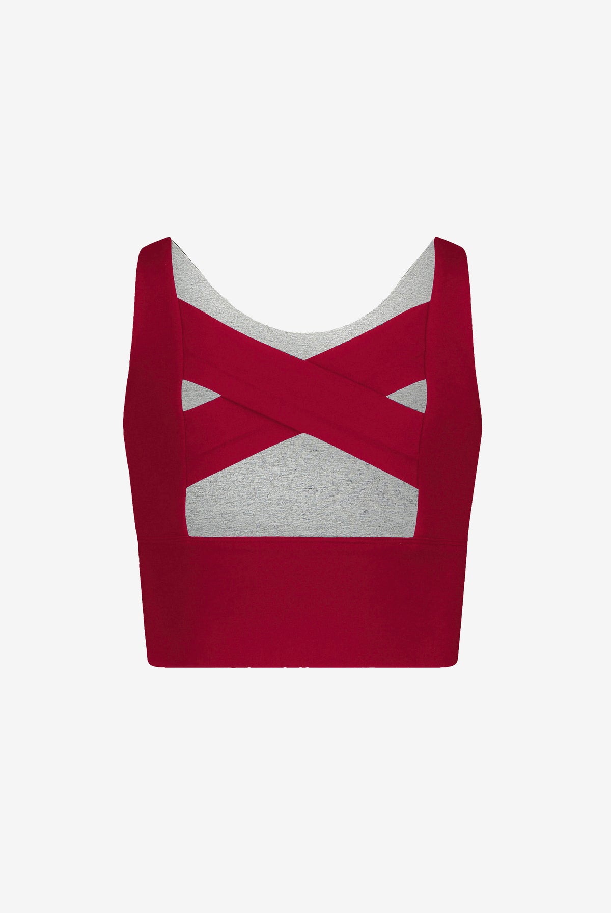 Red crop top on a white background