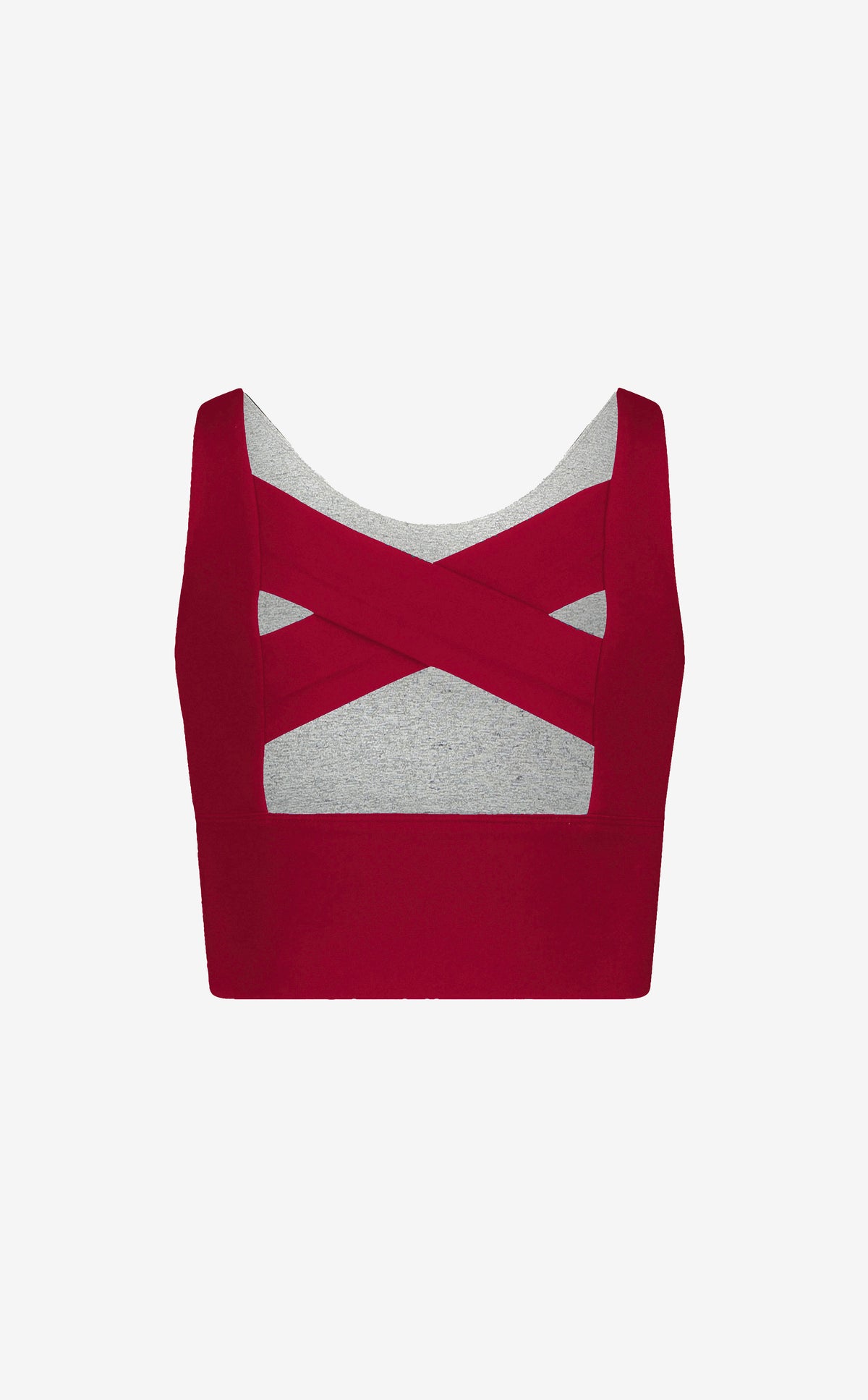 Red crop top on a white background