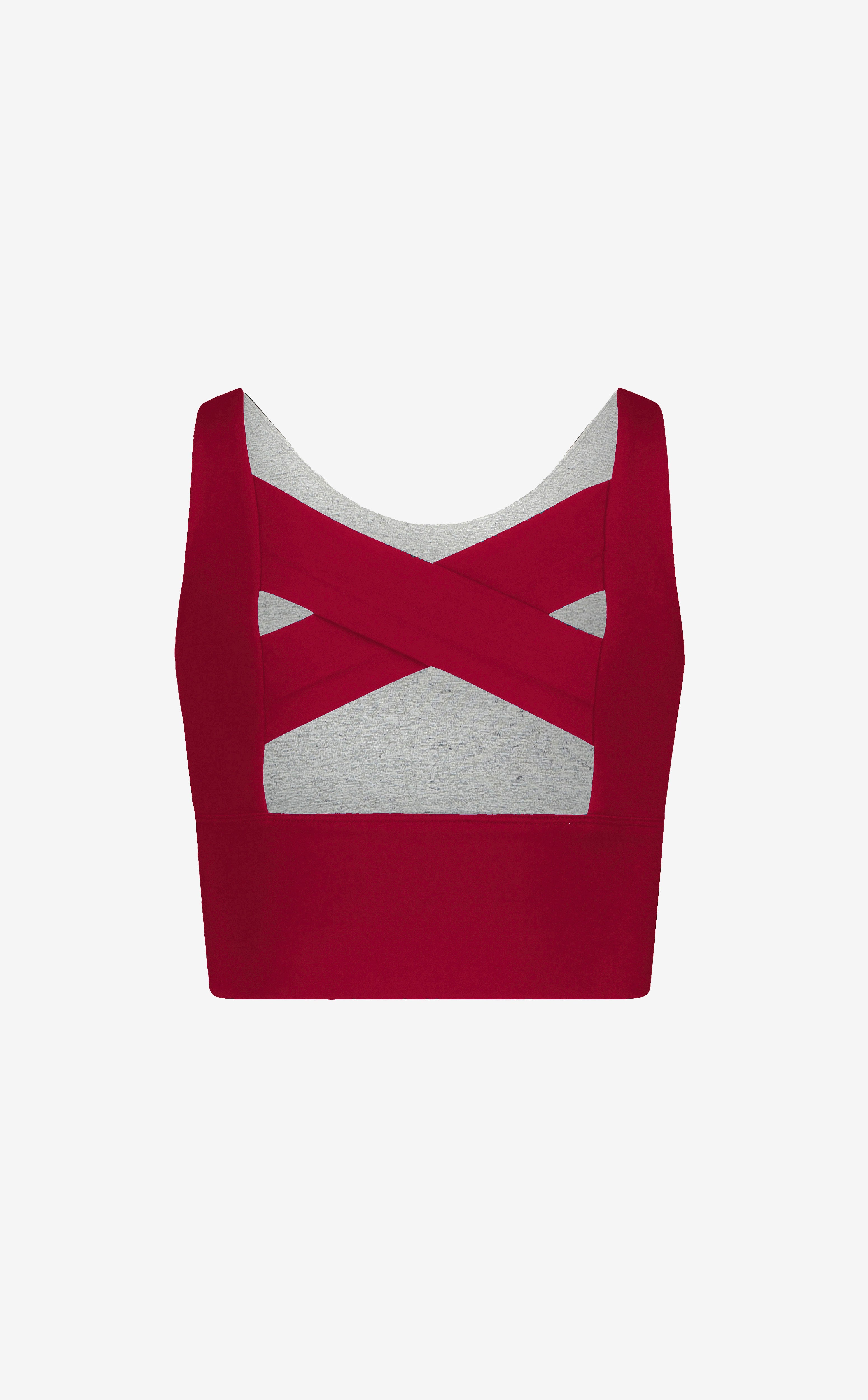 Red crop top on a white background